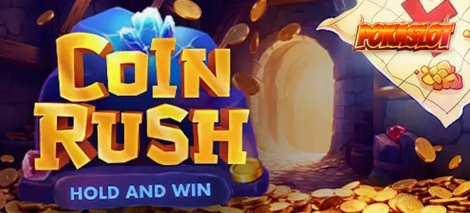 Tampilan antarmuka permainan slot Coin Rush dengan elemen visual koin dan progres